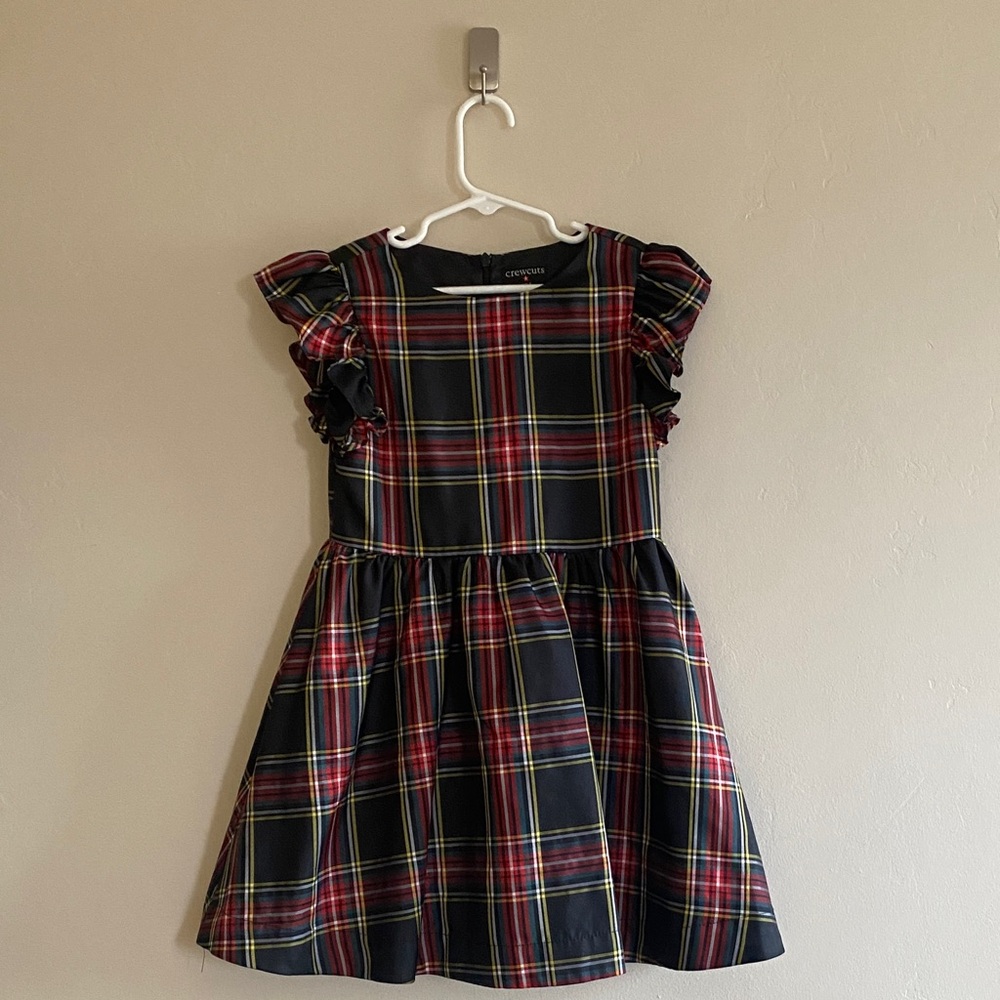 Crewcuts Multicolor Plaid Dress with Ruffle Sleeves